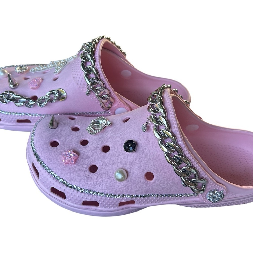 Custom Pink Embellished Clogs - Picture 5 of 8
